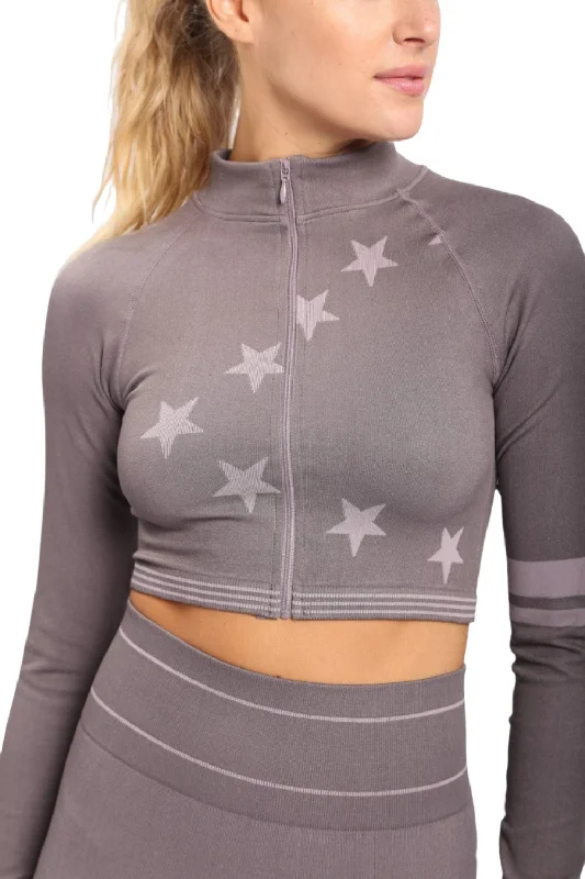 Massive Deals Mono B Stars and Stripes Cropped Zip Up Jacket AJ-A0991