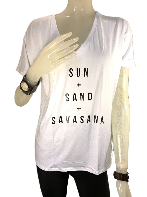 Can't Miss Onzie Sun Surf and Savasana V neck Tee 3739