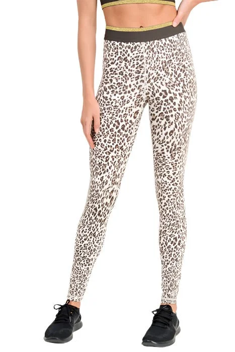 Huge Discounts Snow Jaguar Gold Stripe Band Leggings APH2495