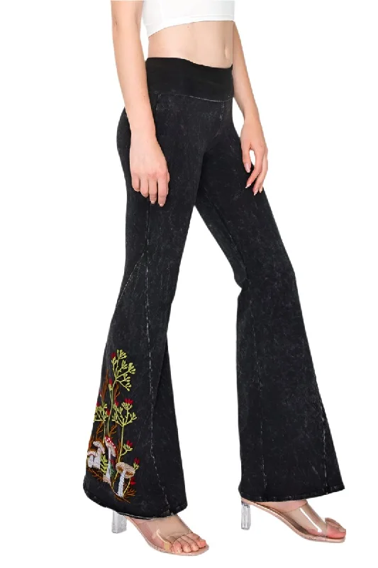 Epic Deals T-Party Mineral Washed Mushroom Embroidery Yoga Pant 7207CJ208