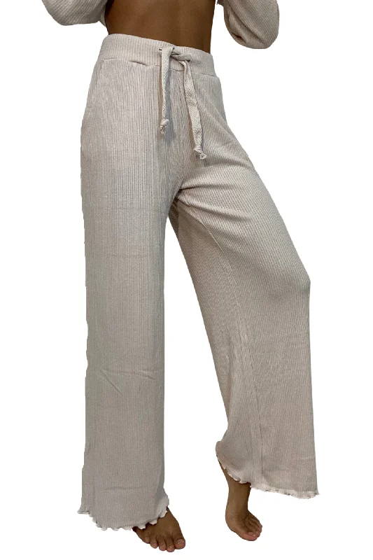 Low Prices Vintage Havana Hacci Rib Lettuce Edge Pants B10450 Summer Sand